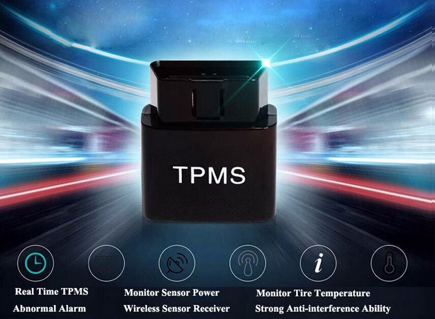 Internal Sensors APP Bluetooth TPMS Tire Pressure Monitor with OBD Connector